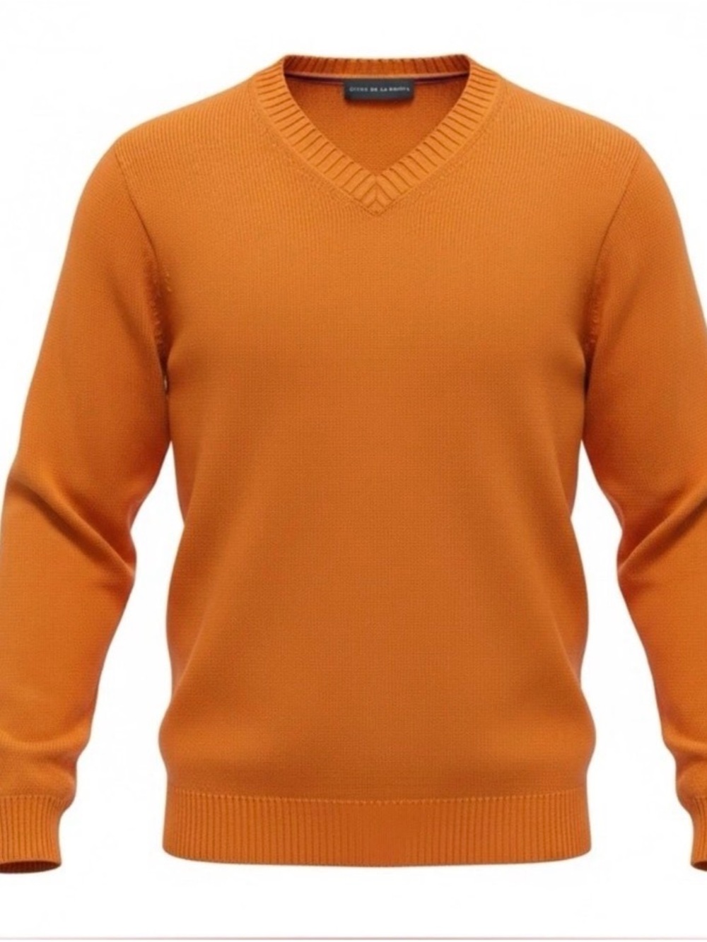 Oscar de la Renta Men’s Orange V-Neck Sweater size: M